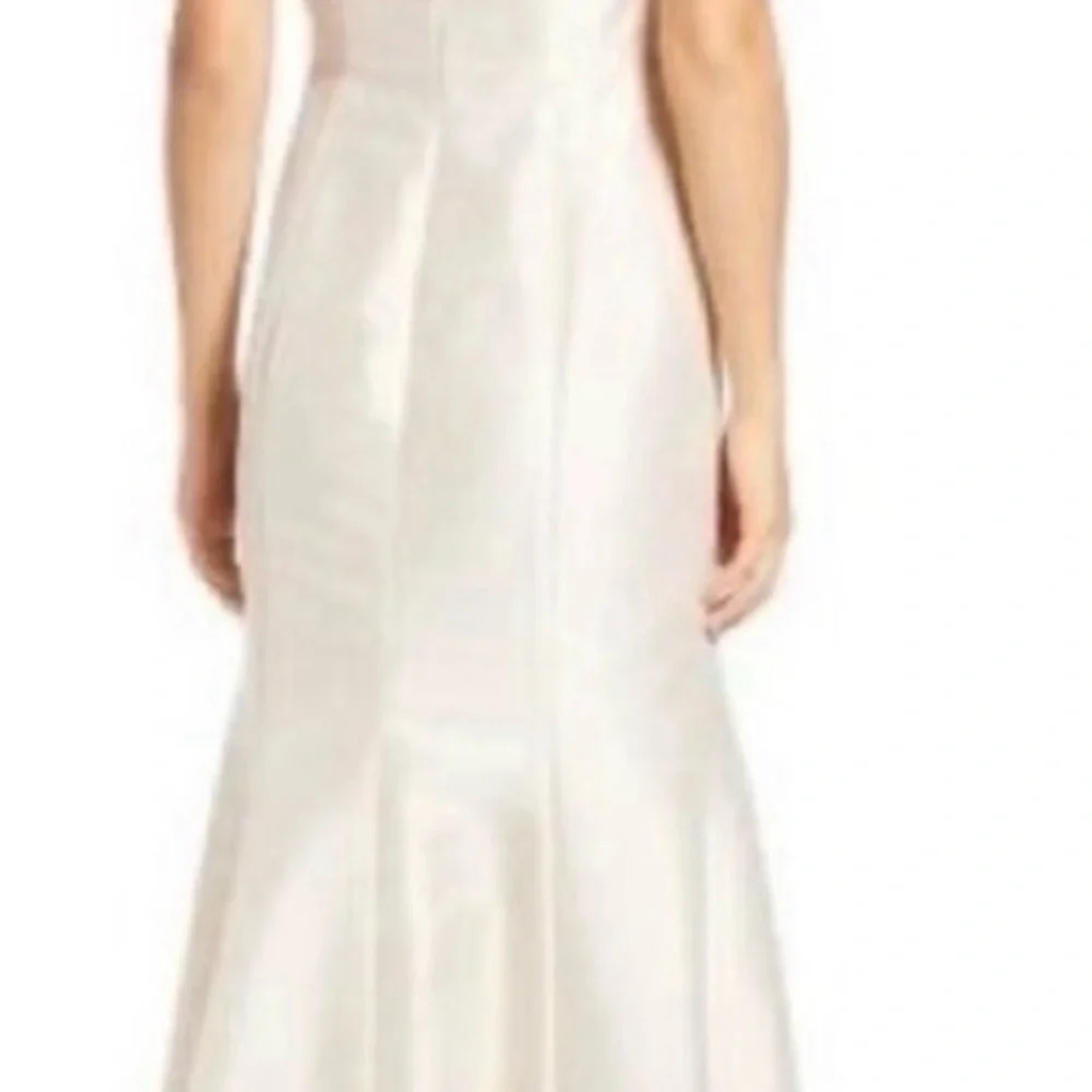 NWT ALFRED SUNG champagne Maxi Dress Jewel Neck bow accent Open-Back  SZ10 - Picture 5 of 16